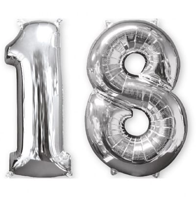 Amscan - Folieballon verjaardag '18' - zilver - Ø 66 cm - Set-1