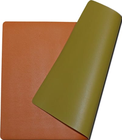 Lunar Placemats Set van 4 – Dubbelzijdig Oranje & Pistache – 30x43 cm – Leerlook Kunstleer – Afwasbaar – Onderlegger & Tafeldecoratie