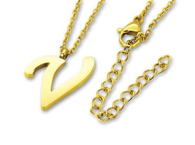 Amanto Ketting Letter V Goldcolor - 316L Staal - Alfabet - 17x11mm - 50cm