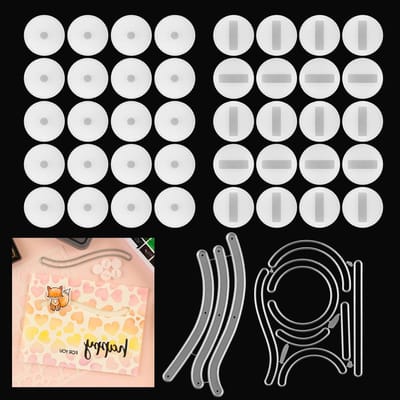 40 Stuks Glijders voor Slider Kaarten en 2 Stuks Irreguliere Snijvormen voor DIY Scrapbooking en Papercraft met 100 Stuks Dubbelzijdige Zelfklevende Cirkels