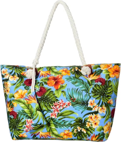 Grote strandtas - Shopper schoudertas - Strandbezoek - Met ritssluiting - 58 x 38 x 18 cm - Veel designs