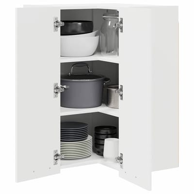 Wandmontage Hoekkast met Opbergruimte Wit 57 x 57 x 80 cm Spaanplaat