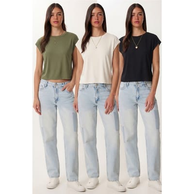 Dames T-shirt met ronde hals en korte mouwen
