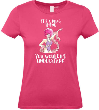 Dames T-shirt It's a Drag Thing | Gay pride shirt kleding | Regenboog kleuren | LGBTQ | Roze dames | maat XS