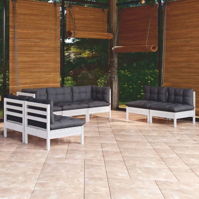 vidaXL - 7-delige - Loungeset - met - kussens - massief - grenenhout
