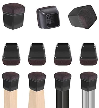 24 Stuks Siliconen Stoelpootkappen voor Vloerbescherming - Zwart met Vilt