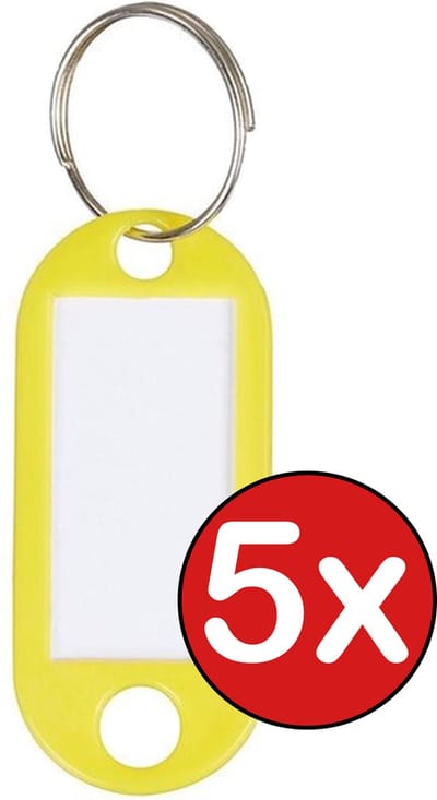 Sleutellabels Sleutelhanger Bagagelabel Sleutellabel Gekleurde Naamlabels Label - Geel - 5 PACK