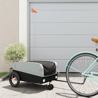 vidaXL - Fietstrailer - 30 - kg - ijzer - zwart - en - grijs
