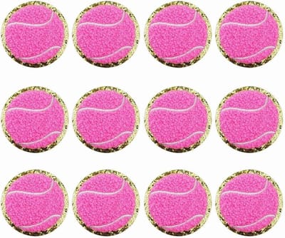 Tennisbal Patches - Strijk Applicaties - Kleding Versieren - Gouden Randen - 12 Stuks - Roze
