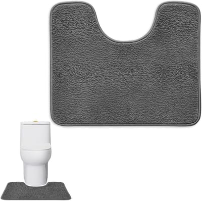Dailygoods - Absorberende toiletmat antislip, extra zachte badkamermat, U-vormig microvezel ontwerp, hoog absorberend, wasbaar, grijs, 50x60 cm, voor badkamer en toilet