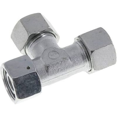 20S Zink Geplateerd Staal Haakse T-stuk Snijdende Fitting met Wartel 400 bar NBR Verstelbaar ISO 8434-1