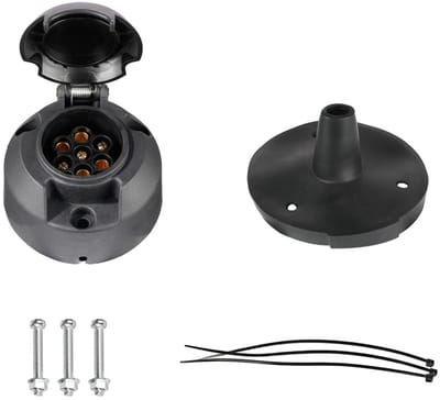 Dailygoods- Aansluitdoos 7-polig - Waterdichte Aanhanger Stekkerdoos - Rubberen Afdichting - 12V DC - Kunststof/Messing - Stabiele Signaalverbinding - Aanhangeraansluiting