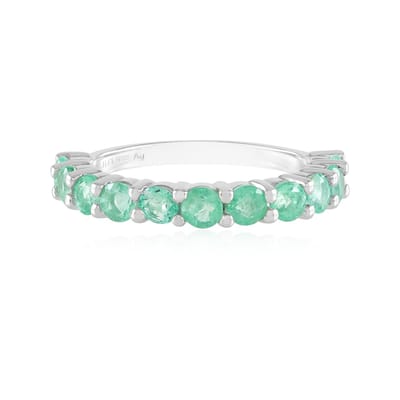 Cavill - Zilveren ring platina verguld - 11 Colombiaanse smaragden, rondgeslepen 1,479 ct - Luxe edelsteen sieraden dames ring