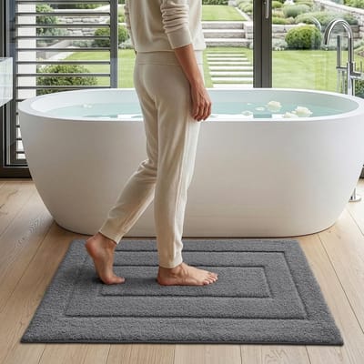 Zachte en Ademend Badmat 40x60cm, Antislip Waterabsorberend, Wasbaar voor Douche en Bad, Grijs