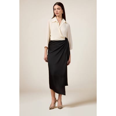 Oltre Two-material Dress With Wrap Skirt Black Size: 40 | Shirt Dresses Outlet | Dames | Zwart