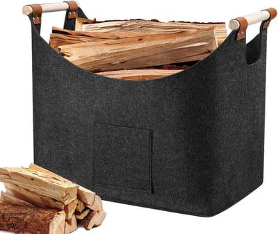 Houtmand Voor Haardhout - 50*40*32cm - Mand Voor Brandhout - Brandhoutmand - Opslag Binnen - Haardhout Mand - Opbergtas - Keuken Organiser - Opbergtassen - Opvouwbare Vilten Mand - Opbergmand - Voor het vervoer van hout, kranten, speelgoed, winkelen