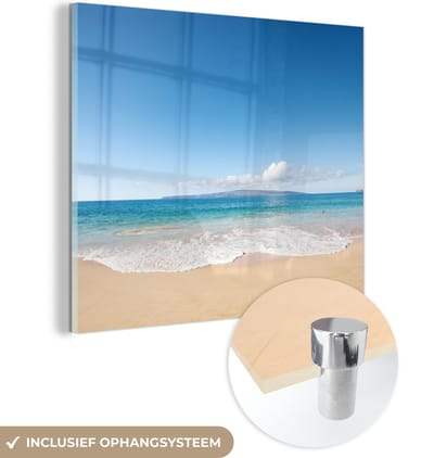 MuchoWow® Glasschilderij 20x20 cm - Schilderij acrylglas - Zee - Turquoise - Hawaii - Foto op glas - Muurdecoratie woonkamer - Wanddecoratie slaapkamer - Schilderijen