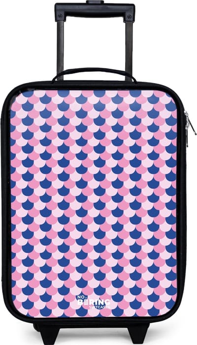 NoBoringSuitcases.com® - Kinderkoffer jongen - Kindertrolley meisje - Schubben - Patroon - Blauw - Roze - Koffer kind lichtgewicht - Reiskoffer trolley voor kinderen - Koffertje met lichtgevende wieltjes - Rolkoffer zwart