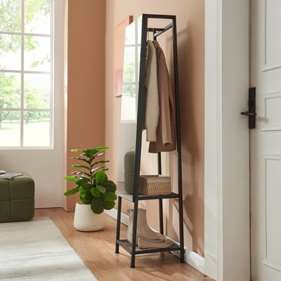 Garderobespiegel Klilbojle met kledingrek 160x40x35 cm zwart [en.casa]