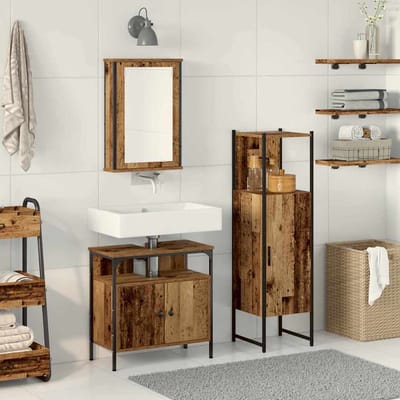 vidaXL - Badkamermeubel - Set - 3 - st - Bruin - 33 - x - 33 - x - 120,5 - cm - Bewerkt - hout
