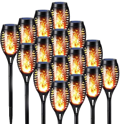 Zonne-energie Fakkels voor Buiten - 16 Stuks met Realistische Vlammen, Waterdicht en Decoratief voor Tuin en Pad
