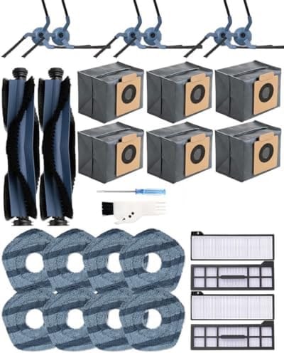 28-Pack Vervangende Accessoires voor Eufy X10 Pro Omni Robotstofzuiger,2 Hoofdborstel,6 Zijborstels,4 Hepa-filters,6 Stofzakken,8 Dweilpads etc.