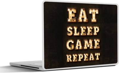 Laptop sticker - 15.6 inch - Gaming - Games - Quotes - Spreuken - Eat sleep game repeat - 36x27,5cm - Laptopstickers - Laptop skin - Cover