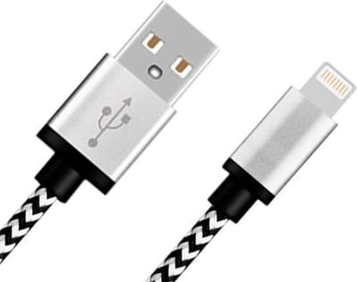 eforyou Lightning-compatibele USB Kabel Nylon Rugged 1 Meter – Zwart/Wit