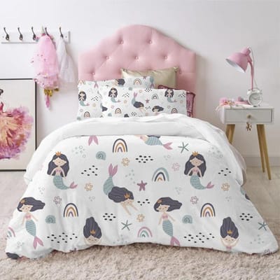 Parure de lit princesse pour enfants, jolie parure de lit 150 x 200 cm, housse de couette et taie d'oreiller, motif château, pour lit simple, 200 x 200 cm. 200x200cm 3pcs
