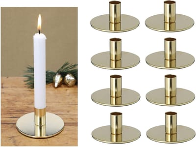 8x kaarsenhouders goud metaal 10x5cm kerst adventskrans kaarsenhouder stokkaarsen kandelaar scandinavisch chic tafeldecoratie woondecoratie retro decoratieve schaal kerstdecoratie kaarsenhouder