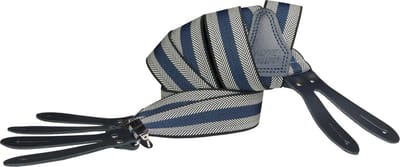 Pierre Mouton - Bretel - Volwassenen - Heren - Chevron - Bretel - met Leertjes - Donkerblauw - 120cm - 35mm - M - L