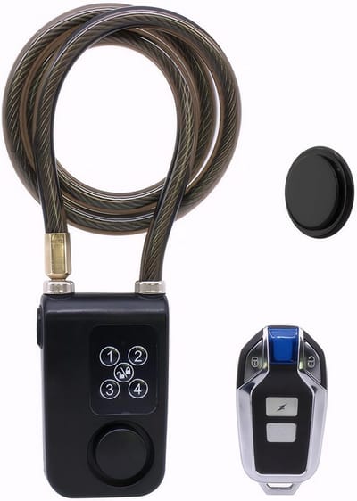 Mengshen Waterdichte fiets alarmslot met GPS Tracker 110dB Luid Anti-Diefstal Alarm 150ft Afstandsbediening voor Fiets Motorfiets Scooter Wachtwoord & Remote Lock Zwart