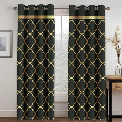 3D Maat Aanpassen Goedkoop Zwart Abstract Geometrisch Dunne Raamgordijnen voor Woonkamer Slaapkamer Keuken Kantoor Decor 2 Stuks W50H60(CM)x2PCS&Grommet Top