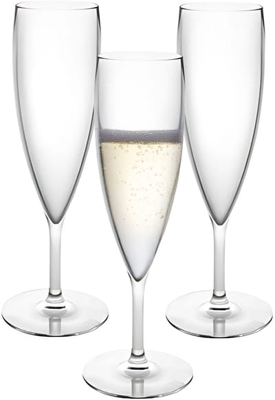 MPDrink Champagne/prosecco flute glazen - 25x - 160 ml - onbreekbaar transparant kunststof - Bruiloft/huwelijk