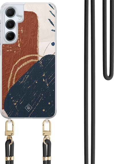 Casimoda® hoesje met koord - Geschikt voor Samsung A55 - Abstract Terracotta - Afneembaar koord - TPU/polycarbonaat - Multi