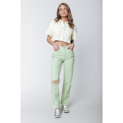 Colourful Rebel Jones Mid Rise Straight Leg Pants Bright Green Maat: XXS | Straight Jeans Outlet | Dames | Groen