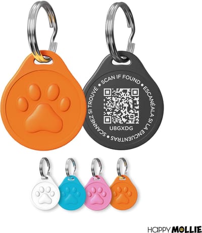 Mollie & Babs QR ID Tag - Pet Tag - QR Code - Hondenpenning - Dierenpenning - Duurzaam - Kunststof - Ø30mm - Oranje - zoekmijnbaasje.nl