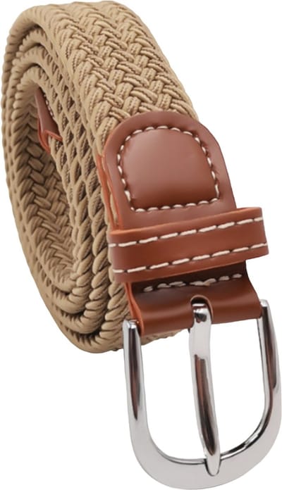 Fako Fashion - Elastische Gevlochten Riem Smal - Smalle Damesriem - Herenriem - Ceintuur - Canvas - Elastisch - Gevlochten - 105cm - 25mm - Khaki