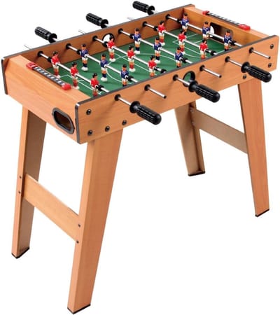 Voetbaltafel - Tafelspel - Gezellig Spelen - Hoge Voeten - 69 x 36.5 x 65 cm - Bruin/Groen