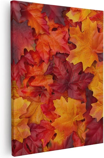 Artaza Canvas Schilderij Herfstblad - 40x50 cm - Muurdecoratie Natuur - Wanddecoratie Woonkamer - Schilderijen Op Canvas