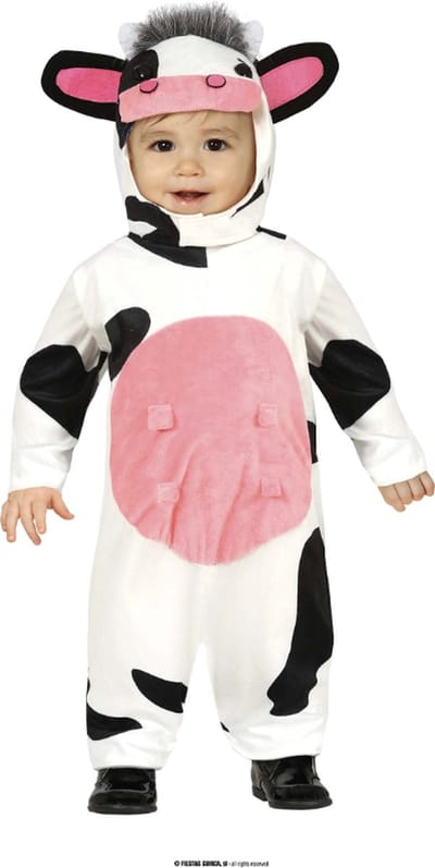 Fiestas Guirca - Jumpsuit baby koe 12-18 maanden - Carnavalskleding - Carnaval - carnavalskleding 2027 - Carnaval kostuum