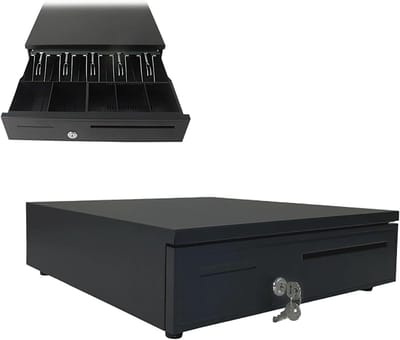 Kassalade Zwaar Staal - Geldlade Kassa - Geldbeheer Winkels - 3-Posities Sleutelslot - 40.5 x 42 x 11 cm - Zwart