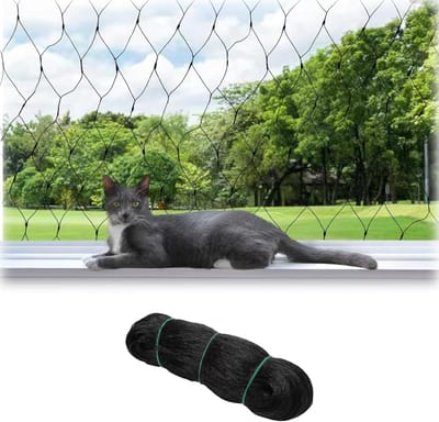 Kattennet Balkon - Veiligheidsnet Huisdier - Katten Veilig Houden - Zonder Boren Montage - 4x10 Meter - Zwart
