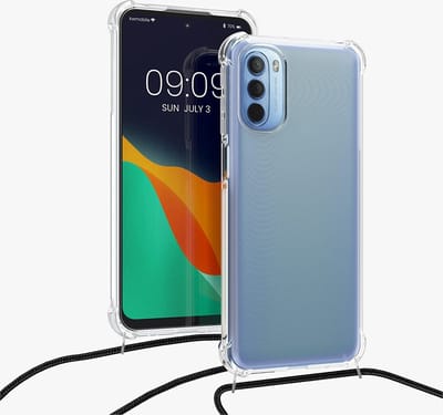 Hoesje geschikt voor Moto G41 Hoesje transparant silicone met Koord - Hoesje geschikt voor Moto G31 hoesje met koord - hoesje Hoesje geschikt voor Moto G41 / G31 hoesje met koord draagkoord TPU backcover - Zwart