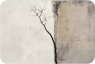 Badmat 90x60 cm - Antislip - Wabi sabi - Plant - Beige - Badmatten voor badkamer - Badkamermat - Douchemat - Badkamer mat
