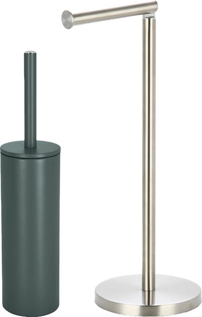 Spirella Badkamer accessoires set - WC-borstel/toiletrollen houder - metaal - donkergroen/zilver - Luxe uitstraling