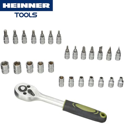 Heinner 27-delige 1/4" Doppenset incl. Dopbits en Ratel - Semi Professionele Dopsleutelset 8-32 mm - Chroom Vanadium