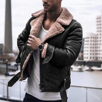 Herenjas van Kunstleer en Fluweel, Verdikte Ritsjas, Geïntegreerd Leer, Contrasterende Kleuren 3XL