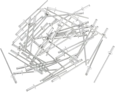 Grote flens blinde klinknagels zilvertint 50 stuks - 2,4 mm greepdiameter, 4 mm greeplengte, aluminiumlegering, ijzer, bevestigingsmaterialen, montageaccessoires