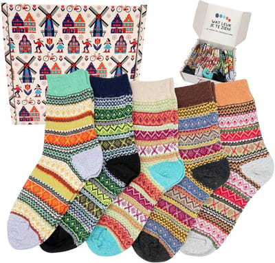 Tutti Footi - 5 Paar Retro Sokken style 'Nova' - Diverse Kleuren en Patronen - Dames sokken maat 36-39